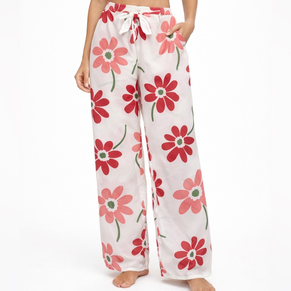 Baltex Tie Waist Floral Beach Pants Ladies Medium